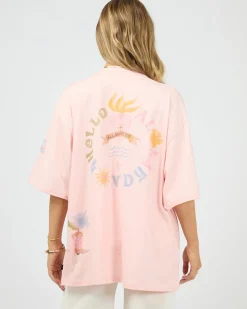 All About Eve Aloha Howdy Oversized Tee - Pale Pink