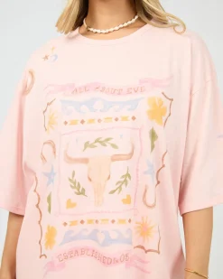 All About Eve Aloha Howdy Oversized Tee - Pale Pink