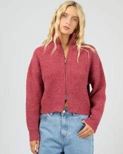 All About Eve Bridie Knit Zip Through - Berry