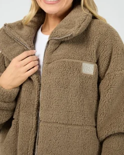 All About Eve Cosy Club Teddy Jacket - Mocha