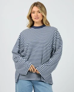 All About Eve Paloma Long Sleeve Stripe Tee - Nautical