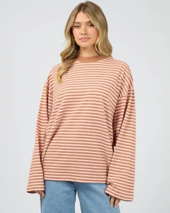All About Eve Paloma Long Sleeve Stripe Tee - Cinnamon