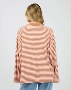 All About Eve Paloma Long Sleeve Stripe Tee - Cinnamon