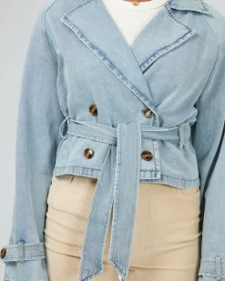 All About Eve Rio Cropped Trench - Light Blue