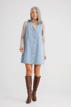 Brave & True Darcy Mini Dress - Vintage Mid Wash