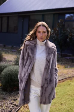 Brave & True Faux Fur Nadia Coat- Textured Mink