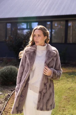 Brave & True Faux Fur Nadia Coat- Textured Mink