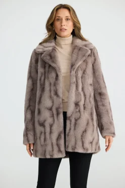 Brave & True Faux Fur Nadia Coat- Textured Mink