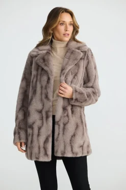 Brave & True Faux Fur Nadia Coat- Textured Mink