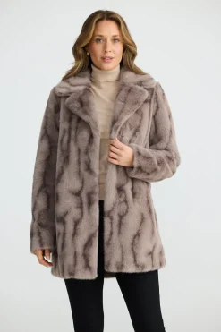 Brave & True Faux Fur Nadia Coat- Textured Mink