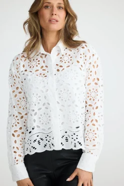 Brave & True Mary Jane Shirt - White Broderie