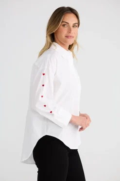Brave & True Thea Shirt White Hearts