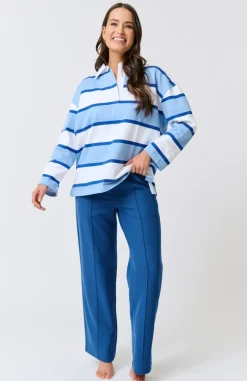 Cartel & Willow Ronnie Rugby Shirt - Sky Stripe