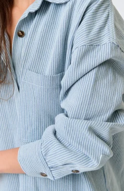 Cartel & Willow Tamika Shirt -Stripe Denim