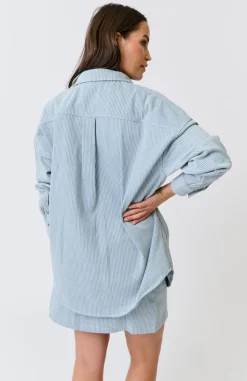 Cartel & Willow Tamika Shirt -Stripe Denim