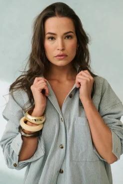 Cartel & Willow Tamika Shirt -Stripe Denim