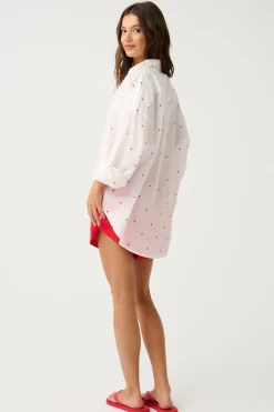 Cartel & Willow Tammy Shirt - White/Mandarin Spot