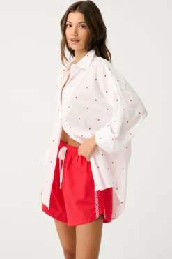 Cartel & Willow Tammy Shirt - White/Mandarin Spot