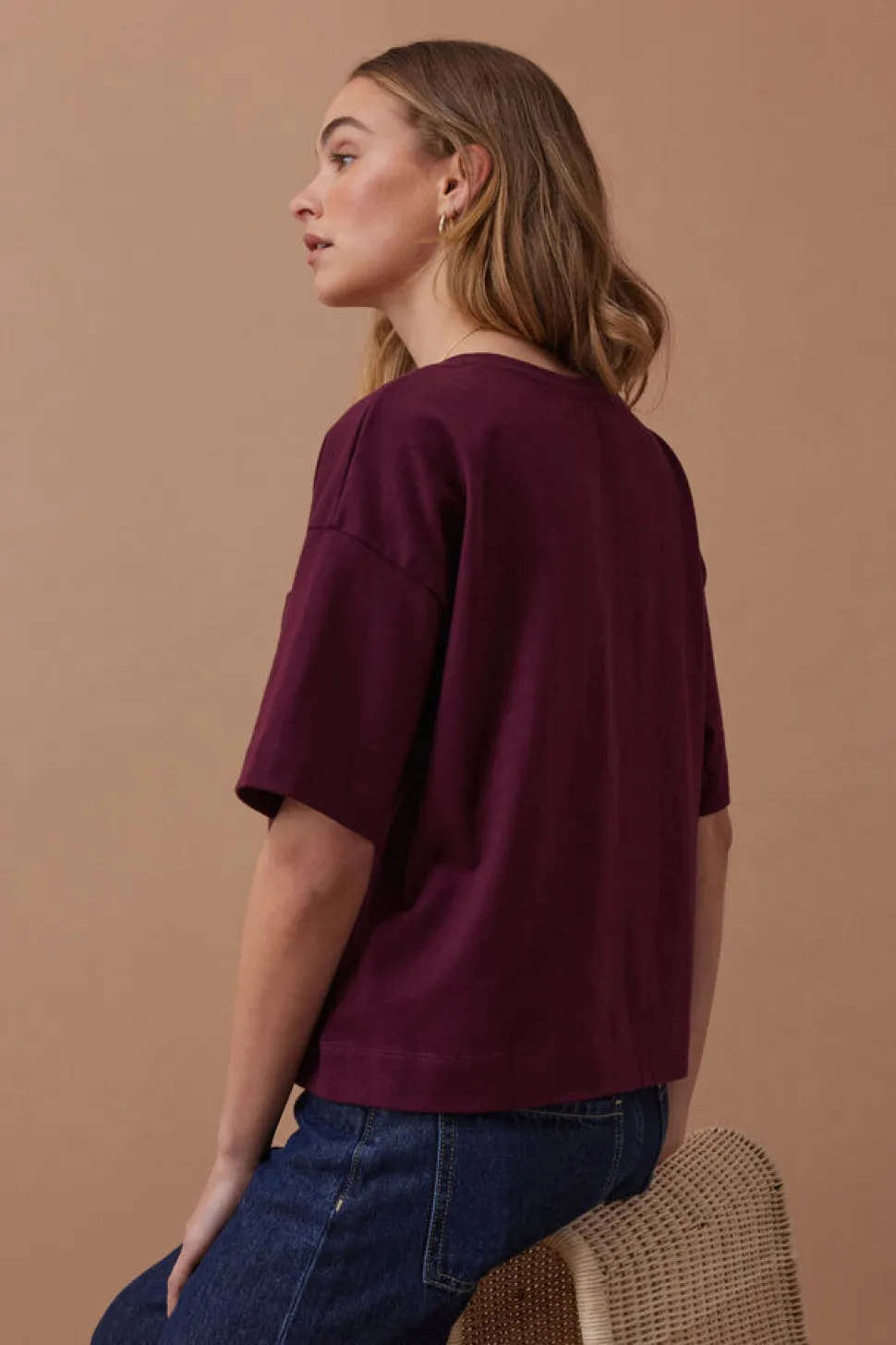 Ceres Boa Boxy Pocket Tee - Raisin