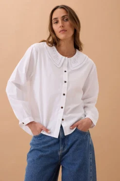 Ceres life Alice Collared Top - White