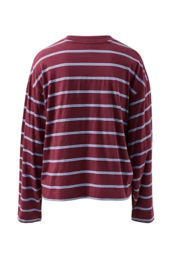 Ceres Life Beau Long Sleeve Slouchy Tee - Burgundy/Sky Blue