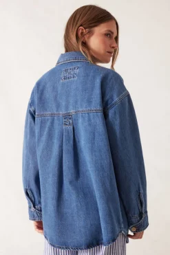 Ceres Life Bobbi Side Pocket Denim Shacket - Indigo