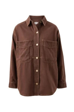 Ceres Life Bobbi Side Pocket Denim Shacket - Chocolate