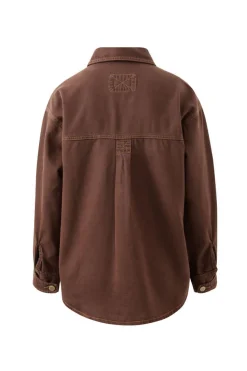 Ceres Life Bobbi Side Pocket Denim Shacket - Chocolate