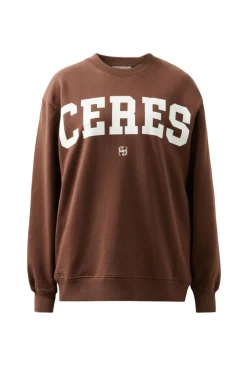 Ceres Life Isla Oversized Slouchy Crew - Chocolate Heritage