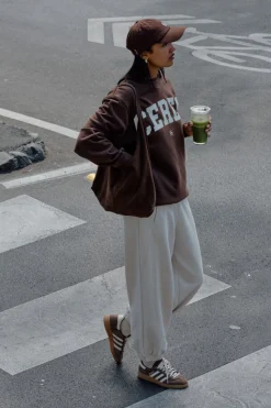 Ceres Life Isla Oversized Slouchy Crew - Chocolate Heritage