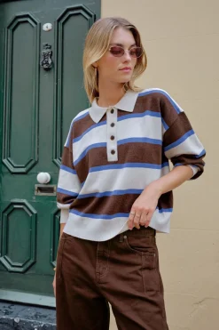 Ceres Life Jessa Rugby Knit - Chocolate Stripe