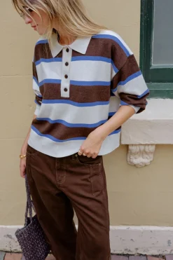 Ceres Life Jessa Rugby Knit - Chocolate Stripe