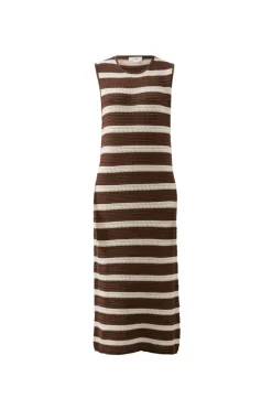 Ceres Life Margot Mesh Knit Tank Midi Dress - Choc Stripe