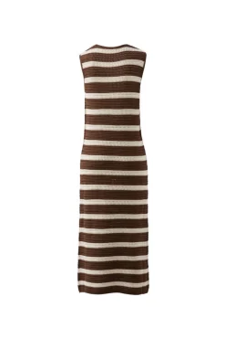 Ceres Life Margot Mesh Knit Tank Midi Dress - Choc Stripe