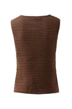 Ceres Life Margot Mesh Knit Tank - Chocolate