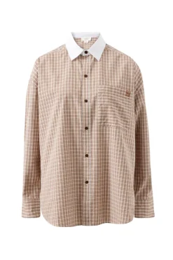 Ceres Life Peta Oversized Poplin Shirt - Toffee Check