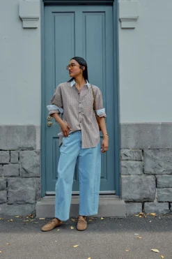 Ceres Life Peta Oversized Poplin Shirt - Toffee Check