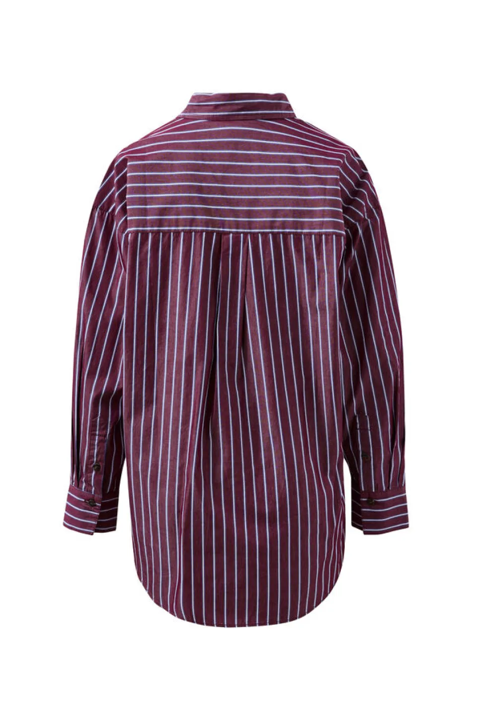 Ceres Life Peta Oversized Poplin Shirt - Burgundy Washed Navy Stripe