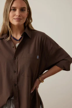 Ceres Life Peta Oversized Shirt Brunette Brown