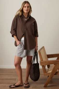 Ceres Life Peta Oversized Shirt Brunette Brown