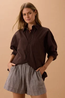 Ceres Life Peta Oversized Shirt - Chocolate