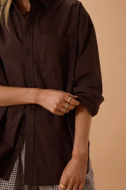 Ceres Life Peta Oversized Shirt - Chocolate