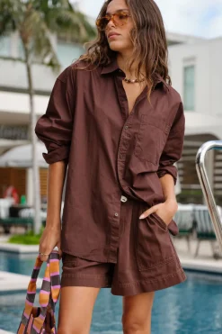 Ceres Life Peta Oversized Shirt - Chocolate