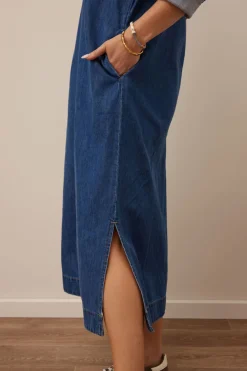 Ceres Life Rae Long Sleeve Midi Dress - Fresh Indigo