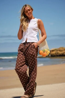 Ceres Life Resort Pant - Choc Polka Dot