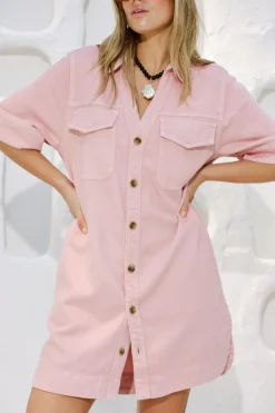 Ceres Life Sammy Relaxed Shirt Dress - Washed Pink