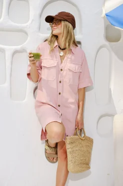 Ceres Life Sammy Relaxed Shirt Dress - Washed Pink