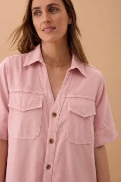 Ceres Life Sammy Relaxed Shirt Dress - Washed Pink