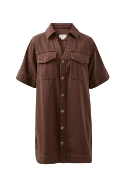 Ceres Life Sammy Relaxed Shirt Dress - Chocolate