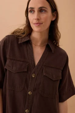 Ceres Life Sammy Relaxed Shirt Dress - Chocolate